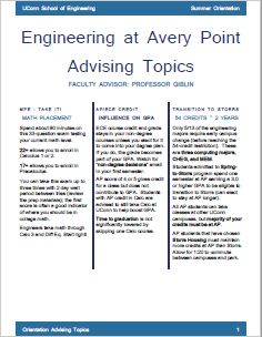 Engineering at Avery Point Advising Topics - common questions